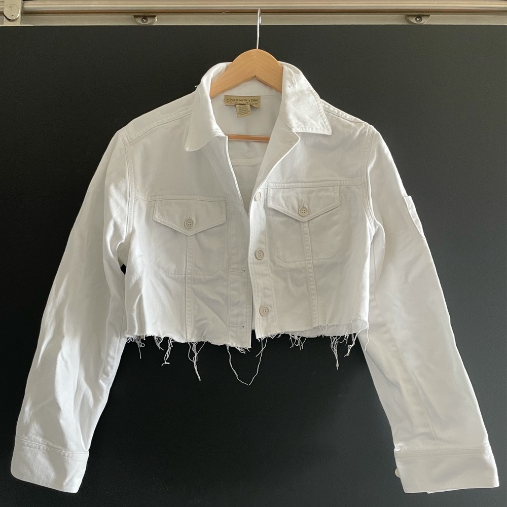 Vintage Distressed Oversized Cropped Jean Jacket